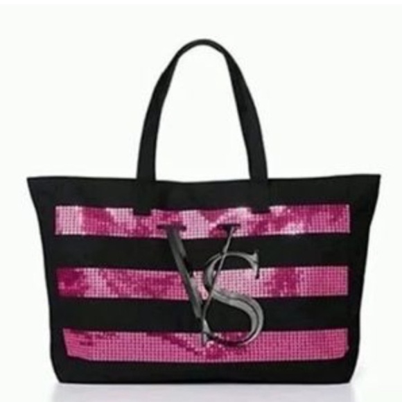 🖤🩷VS🩷🖤 Victoria Secret Hot Pink Sequins tote - Picture 9 of 9